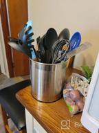 img 1 attached to Large Stainless Steel Utensil Organizer With Removable Divider And 360° Rotation - Weighted Base For Stability - Easy Clean Kitchen Utensil Crocks By Hillbond review by Arunprasath Elliott