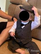 img 1 attached to Infant Boys Tuxedo Jumpsuit, Long Sleeve Gentleman Vest Coat & Beret Hat Outfit Set - 3Pcs WESIDOM review by Steven Darkshnar