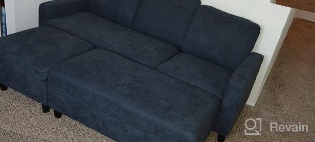 img 1 attached to Small Space Sectional Sofa With Ottoman: HONBAY Reversible Dark Grey L-Shaped Couch And Chaise. review by Jim Plump