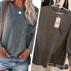 img 5 attached to Women'S YESNO Casual Loose Long Sleeve Shirt With Crewneck, Solid Tops Pullover Sweatshirt And Pocket - TY2