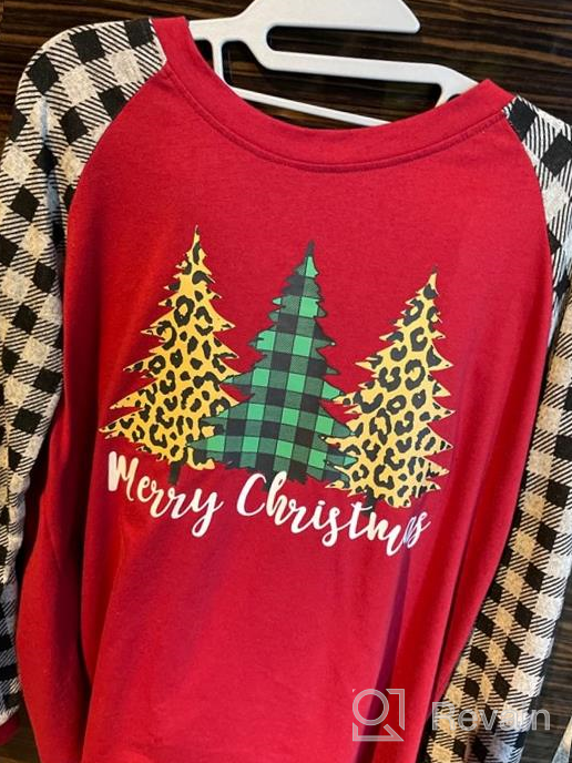 img 1 attached to Women'S Plaid Splicing Christmas Truck Tree Long Sleeve Raglan T-Shirt - Perfect For The Holiday Season! review by Lance Alvarez