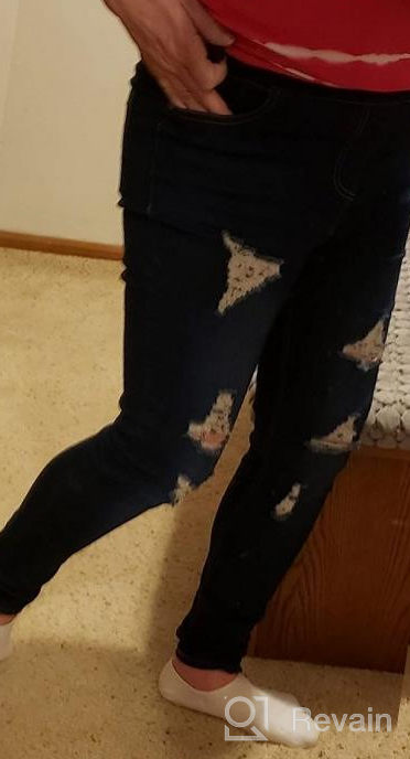 img 1 attached to Women'S Stretch Pull-On Jeans Skinny Ripped Distressed Denim Jeggings Regular-Plus Size review by Devin Perry