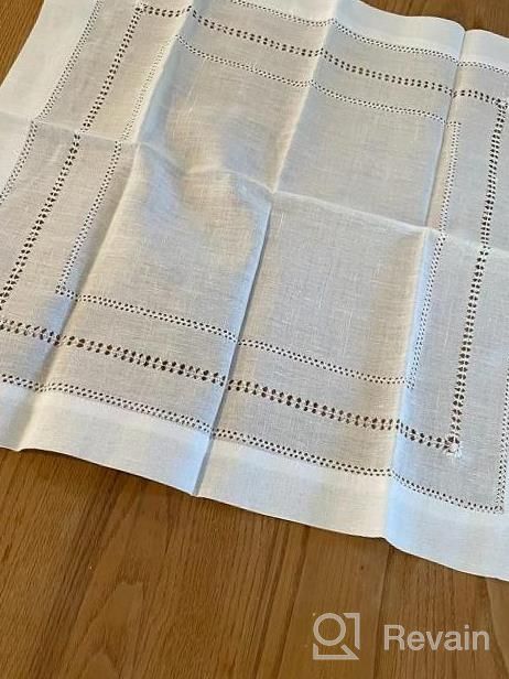 img 1 attached to Handmade White Linen Table Runner - 16X162 Inches Long, MingHing Hemstitch - Machine Washable review by Jasmine Brown