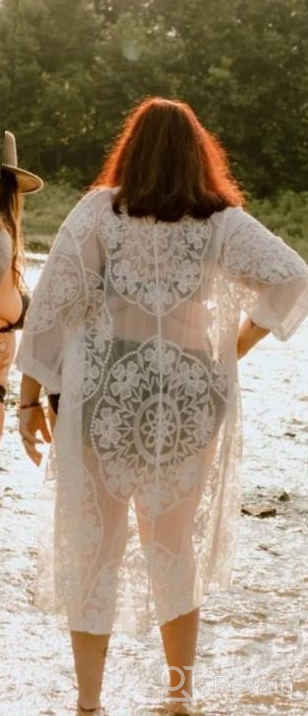 img 1 attached to Women'S Lace Cardigan Floral Crochet Sheer Beach Cover Up Long Kimono By Romanstii review by Rene Carrell