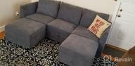 img 1 attached to Modern Bluish Grey U-Shaped Sectional Sofa With Reversible Chaise And Ottoman By HONBAY review by Christopher Rodriguez