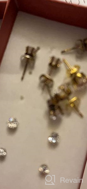 img 1 attached to Hypoallergenic Stainless Steel Stud Earrings Set with Genuine Cubic Zirconia - Silver, Rose, and Yellow Gold Tone - Includes Jewelry Boxed Sets review by Michelle Chauvin