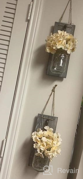 img 1 attached to Rustic Mason Jar Wall Sconces With LED Fairy Lights And Flowers - Set Of 2 - Decorative Farmhouse Home Décor With 6-Hour Timer review by Ryan Carter