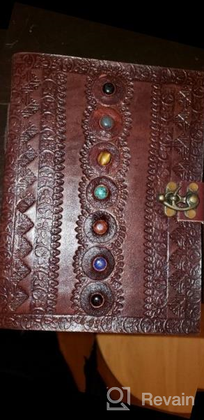 img 1 attached to Seven Stone Handmade Leather Journal Diary with Lock - Vintage Old Antique Writing Notebook for Men Women, Dnd Travel Bullet, Large Size, Cool Brown 8 Inch review by Ramesh Eastep
