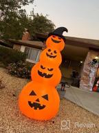 img 1 attached to HOOJO 8 FT LED Inflatable Stacked Pumpkins With Witches Hat Halloween Outdoor Decorations For Yard, Garden And Lawn review by Luis Mercado