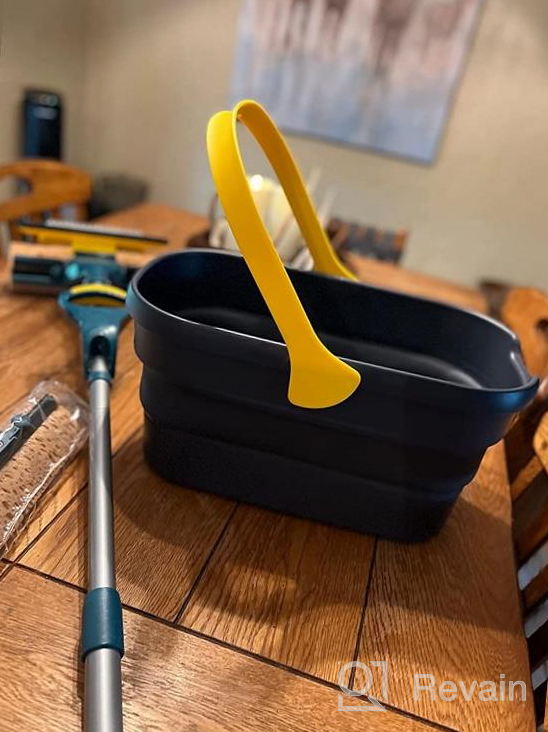 img 1 attached to Yocada Collapsible Plastic Bucket Mop Kit: Total 2 Sponge Heads, Telescopic 42.5-52 Inches For Home & Commercial Tile Floor Cleaning With Easily Dry Wringing! review by Jack Ngo