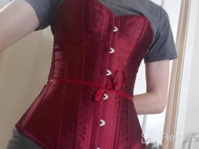 img 3 attached to Satin Overbust Corset With Lace-Up And Strong Boning For Sexy Waist Cinching - Black, White, And Red Options Available