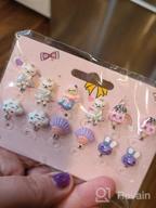 img 1 attached to 12 Pairs of Unicorn, Fox, and Mermaid Clip-On Earrings for Little Girls - Animal and Ice Cream Toddler Girls' Dress-Up Jewelry review by Dean Partybus