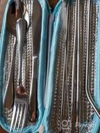 img 1 attached to Reusable Silverware Set To Go Portable Cutlery With Waterproof Carrying Case For Lunch Boxes, Workplace, Camping, School Picnic - Light Blue review by Matthew Flores