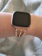 img 1 attached to Rose Gold Chunky Chain Link Fitbit Versa 2/Lite Women'S Bracelet Band With White Leather review by Jeff Billingsley