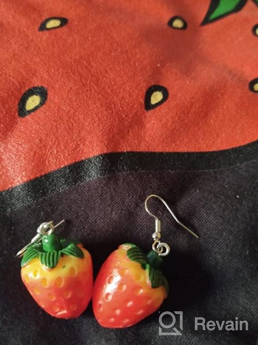 img 1 attached to Cute 3D Acrylic Fruit Resin Strawberry Earrings for Women Teen Girls – TIANBANGSHI Creative Personalized Red Strawberry Drop Dangle Earrings review by Brian Edwards