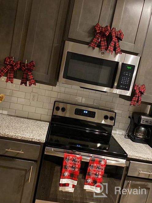 img 1 attached to 12 Pack Red Buffalo Plaid Christmas Wreath Bows - Velvet Bows For Indoor And Outdoor Decorations review by Angie Johnson