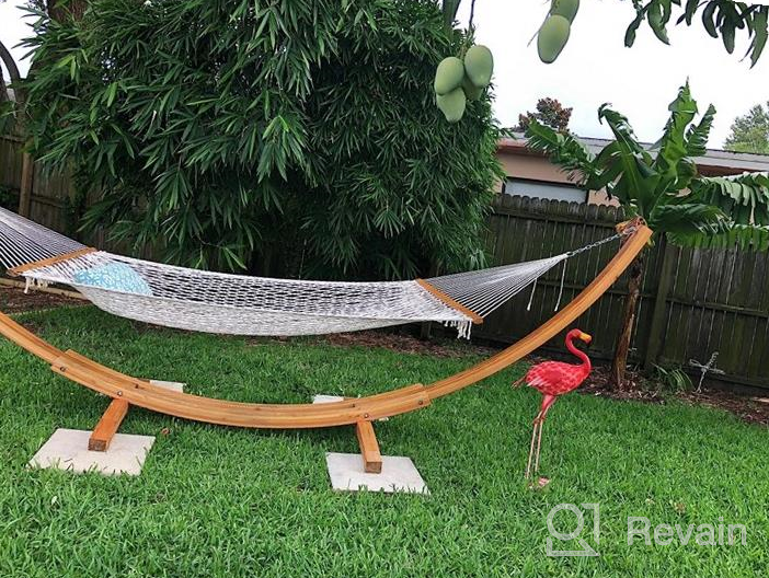 img 1 attached to Experience Ultimate Comfort With The 15-Feet Vivere Solid Pine Wood Arc Hammock Stand review by Erik Wesley