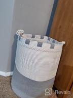 img 1 attached to 58L Woven Laundry Hamper With Knot Handles: Cotton Rope Basket For Blankets, Toys & Towels - Grey review by Masud Taylor