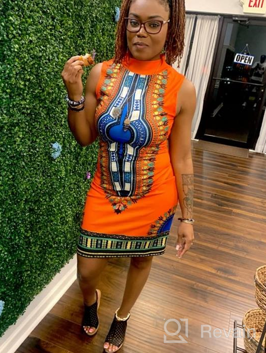 img 1 attached to Women'S African Attire Dashiki Traditional Tribal Vintage Ethnic Midi Dress review by Jeff Hall