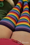 img 1 attached to Womens Rainbow Socks Striped Knee High Socks Arm Warmer Fingerless Gloves Set review by Matthew Bahri
