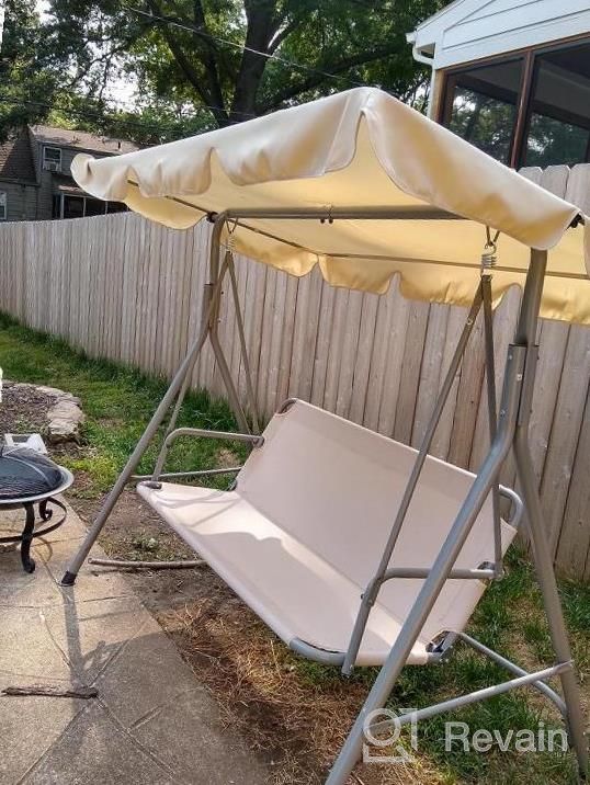 img 1 attached to Relax In Style With Vilobos 3-Seater Outdoor Swing Chair - Adjustable Canopy And Durable Metal Stand For Ultimate Comfort review by Renee White