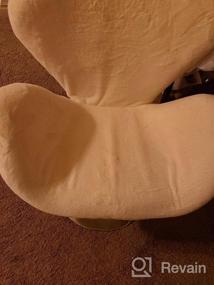 img 7 attached to Вращающееся туалетное кресло из искусственного меха кролика цвета слоновой кости с мягкой пушистой подушкой - Guyou Modern White Swan Accent Chair для гостиной / спальни / гардеробной (без колес)