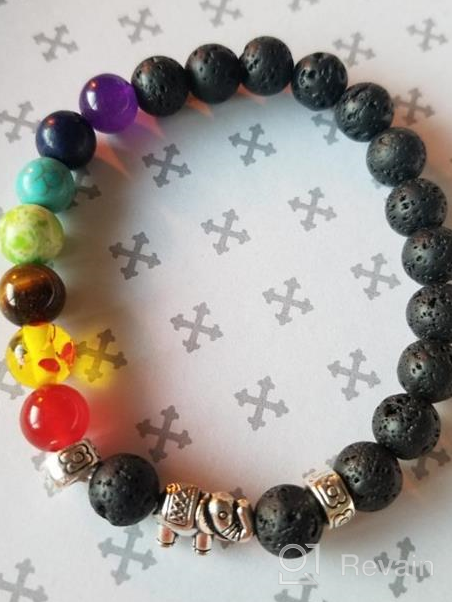 img 1 attached to 🧘 Chakra Bracelet - Elephants Gifts for Women and Men - Natural 8mm Lava Rock Bead Stress Relief Yoga Bracelet - Aromatherapy Essential Oil Diffuser Bracelet for Women, Girls review by Dustin Wright