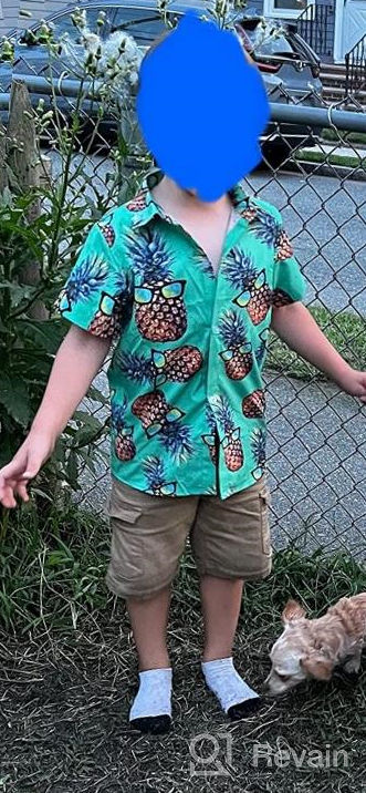 img 1 attached to UNICOMIDEA Boys Aloha Button Down Dress 👦 Shirt with 3D Hawaiian Print for Ages 2-14 review by Jason Bellman