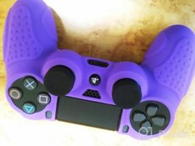 img 5 attached to Фиолетовый противоскользящий силиконовый чехол с ручками для большого пальца для контроллеров Sony PS4 DualShock4, PS4 Slim и PS4 Pro - CHINFAI Защита кожи контроллера PS4 для улучшенного захвата