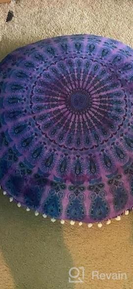 img 1 attached to Shubhlaxmifashion 32" Purple Mandala Floor Pillow Cushion Seating Throw Cover Hippie Decorative Bohemian Ottoman Poufs, Pom Pom Pillow Cases,Boho Indian review by Ben Hamilton