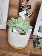 img 1 attached to 🌱 ZOUTOG Mini White Ceramic Succulent Pots with Bamboo Tray - Pack of 6, 3.15 inch Flower Planter Pot - Plants Not Included review by Charles Lewis