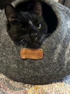 img 1 attached to Handmade 100% Merino Wool Cat Bed Cave - MEOWFIA Premium Felt Bed For Cats And Kittens In Dark Shades, Moon Granite - Large Size review by Kristy Powers
