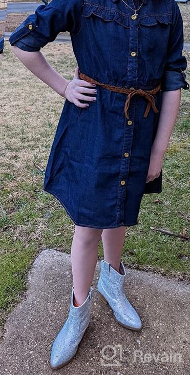 img 1 attached to Stylish Dollhouse Girls’ Dress: High-Low Belted Chambray Denim Dress with Short Sleeves review by Gladys Aranjo