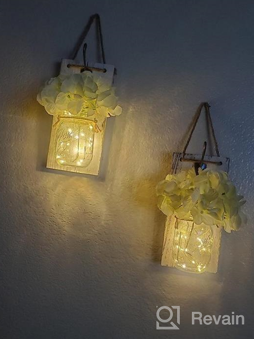 img 1 attached to Rustic Wall Sconces With Remote Control LED Fairy Lights - Farmhouse Decor Set Of Two For Living Room Home Decoration review by Jean Wynen