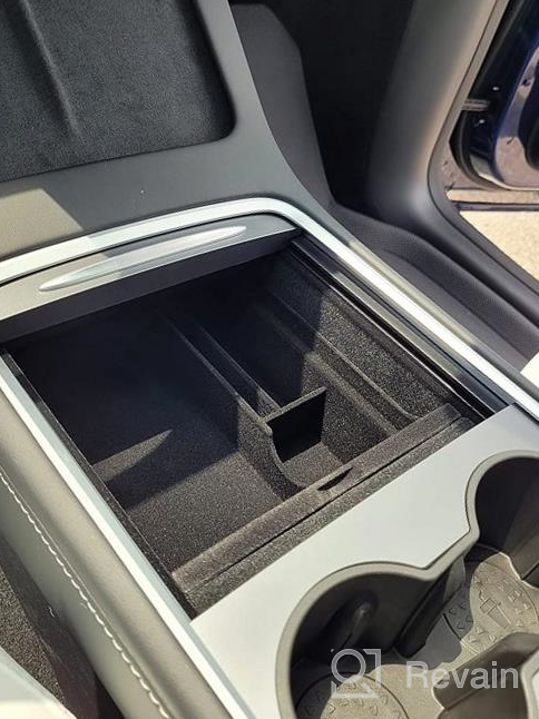 img 1 attached to Motrobe 2023 Upgraded Model 3 Model Y Flocked Center Console Organizer Tray Hidden Cubby Drawer Armrest Storage Box For 2023 2022 2021 Tesla Interior Accessories With Coin And Sunglass Holder review by Danny Thomas