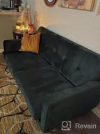 img 1 attached to Stylish And Space-Saving Emerald Green Velvet Loveseat Sofa With Tufted Design And Sturdy Wood Legs review by John Fuentes