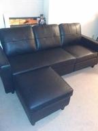 img 1 attached to Brown Faux Leather L-Shaped Convertible Sectional Sofa Couch For Small Apartments By HONBAY review by John Munajj