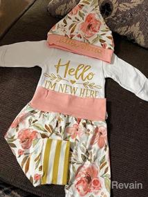 img 5 attached to Newborn Baby Girl Clothes 4PC Set - Im New Here Infant Outfit Cute Toddler Girl Clothing.