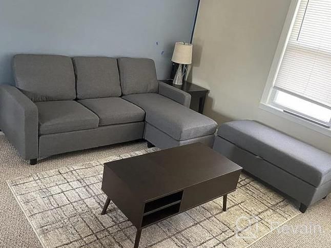 img 1 attached to Small Space Sectional Sofa With Ottoman: HONBAY Reversible Dark Grey L-Shaped Couch And Chaise. review by Michael Hall