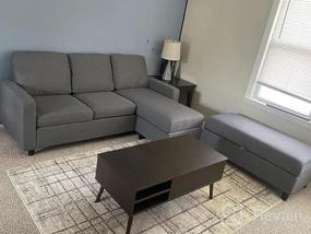 img 6 attached to Small Space Sectional Sofa With Ottoman: HONBAY Reversible Dark Grey L-Shaped Couch And Chaise.