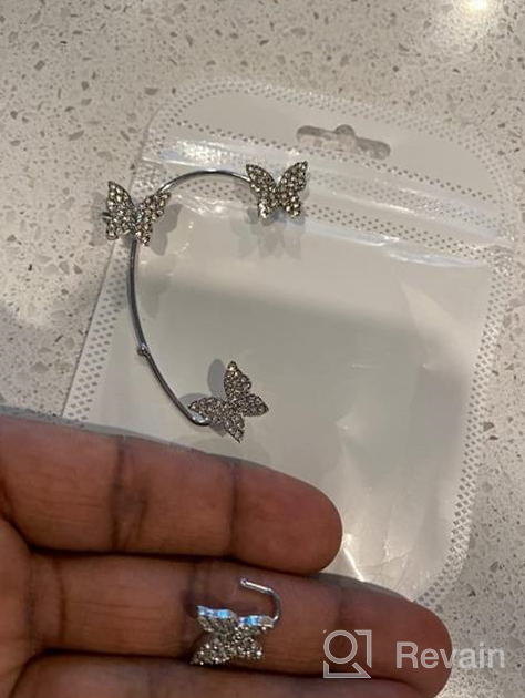 img 1 attached to 🦋 Zircon Butterfly Earrings: Stylish No-Piercing Ear Clip for Women & Girls review by Stacy Johnson