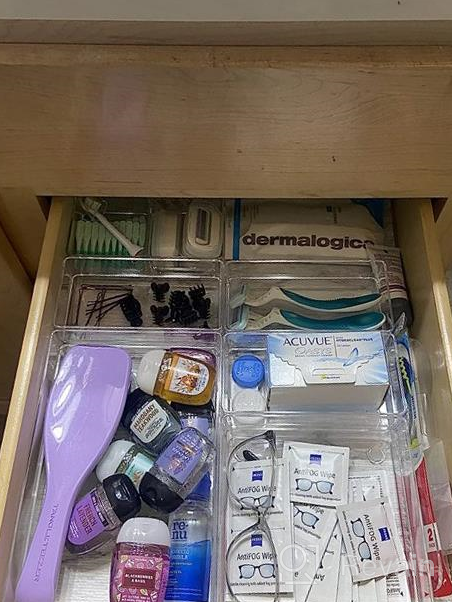 img 1 attached to Neat And Tidy: SMARTAKE Clear 7-Piece Drawer Organizer With Non-Slip Silicone Pads For Desk, Makeup, Jewelry, Utensils In Bedroom, Office, And Kitchen review by Matthew Maggot