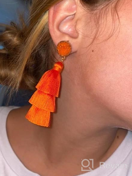 img 1 attached to Boho Chic Colorful Tassel Earrings With Druzy Studs - Perfect For Women And Teens On Christmas And Valentine'S Day review by Dennis Moonin