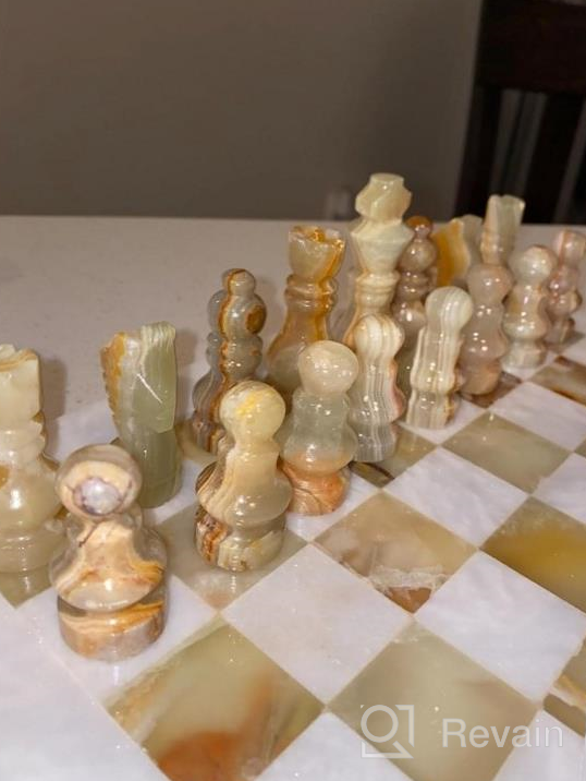 img 1 attached to Handmade White & Green Onyx Staunton And Ambassador Chess Sets - Perfect Gift For Adults! review by David Jenkins