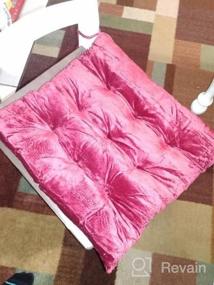 img 7 attached to ELFJOY Набор из 4 квадратных подушек для стульев, подушки для сидений в помещении, подушки с завязками, толстая мягкая подушка для сидения для кухни, обеденного офисного стула (18 ", бордовый1)