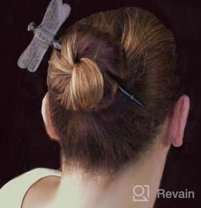 img 1 attached to Marycrafts Dragonfly Horn Hair Stick Hairstick Hair Pin Hairpin Hair Accessories Handmade 5.91 review by Alex Jones