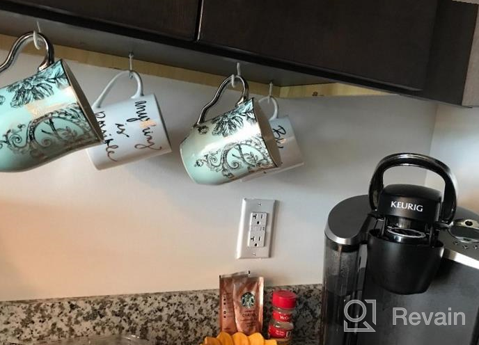 img 1 attached to Organize Your Kitchen With KUUQA Cup Hook Kit - 70 Black Vinyl Coated Ceiling Screw Mug Hooks In 6 Sizes review by Brian Tompkins