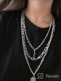 img 5 attached to Stylish Layered Chain Necklace Set with Lock and Key Pendant, Trendy Punk Egirl Eboy Chains – Stainless Steel Paperclip Jewelry for Unique Gifts