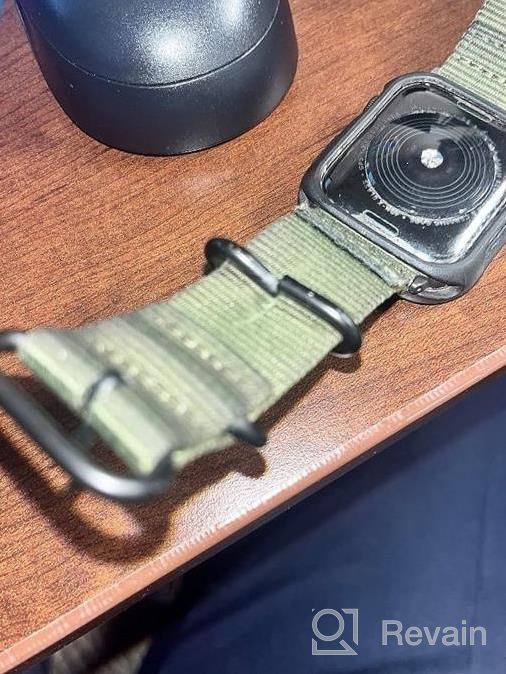 img 1 attached to Extra Large Olive Nylon Replacement Watch Band By CARTERJETT - Compatible With Apple Watch Series 8/7/6/5/4/3/2/1 & SE - 45Mm/44Mm/42Mm XXL Army Green Sport Strap review by Vladimir Castillo