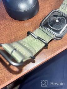 img 5 attached to Extra Large Olive Nylon Replacement Watch Band By CARTERJETT - Compatible With Apple Watch Series 8/7/6/5/4/3/2/1 & SE - 45Mm/44Mm/42Mm XXL Army Green Sport Strap